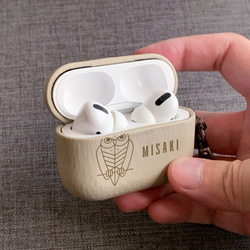 時尚 AirPods / Airpods Pro 保護殼 OWL 無線充電兼容文字雕刻皮革全保護套 第1張的照片