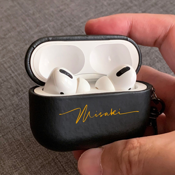 おしゃれ AirPods  / Airpods Pro ケース 無線充電対応 文字入れ可能 レザー 革 全面保護ケース 2枚目の画像