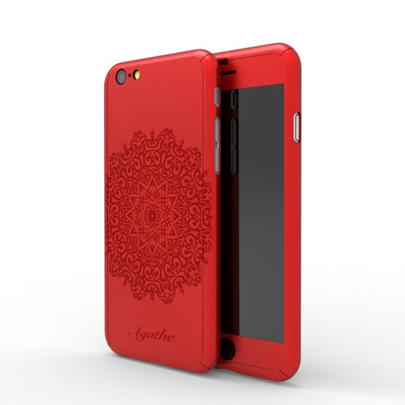 【360°全面保護強化ガラスフィルム付き】iPhone 12 / 12 Pro iPhone全機種 スマホケース 赤 7枚目の画像