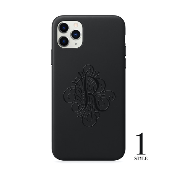 [免費輸入姓名] 皮革皮革 iPhone 智能手機保護套（黑色） 第1張的照片