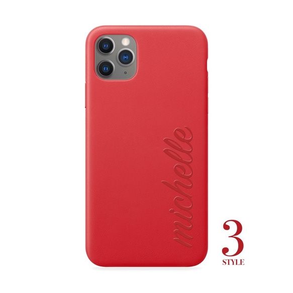 【免費刻名】真皮皮革iPhone手機殼套（紅色） 第3張的照片