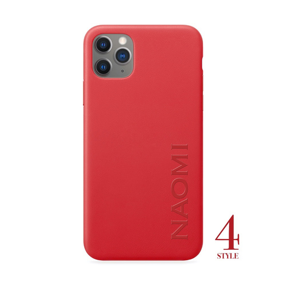 【免費刻名】真皮皮革iPhone手機殼套（紅色） 第4張的照片