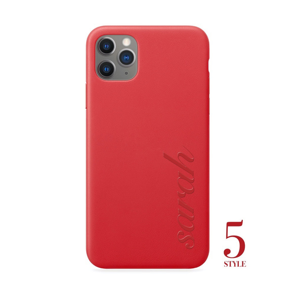 【免費刻名】真皮皮革iPhone手機殼套（紅色） 第5張的照片
