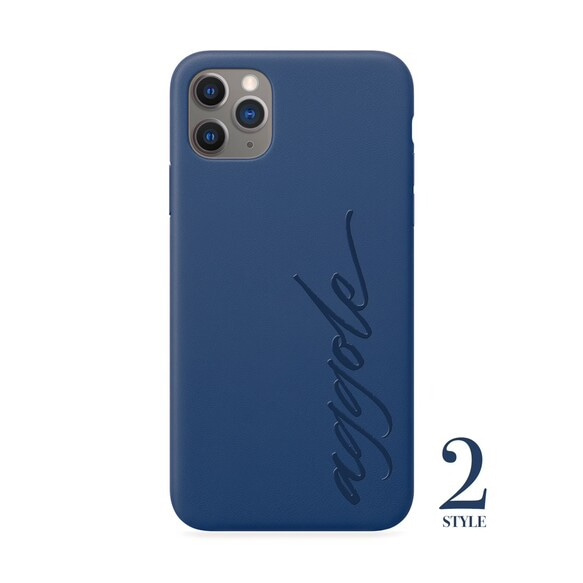 [免費輸入名稱]皮革皮革iPhone 11/11 Pro兼容所有iPhone型號智能手機皮套（海軍） 第2張的照片