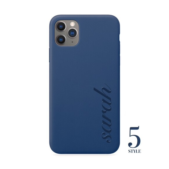 [免費輸入名稱]皮革皮革iPhone 11/11 Pro兼容所有iPhone型號智能手機皮套（海軍） 第5張的照片