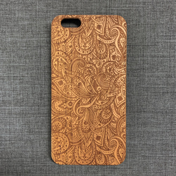 ☆SALE☆ 天然木の木彫り iPhone 6 Plus / 6S Plus Cherry Wood 1枚目の画像