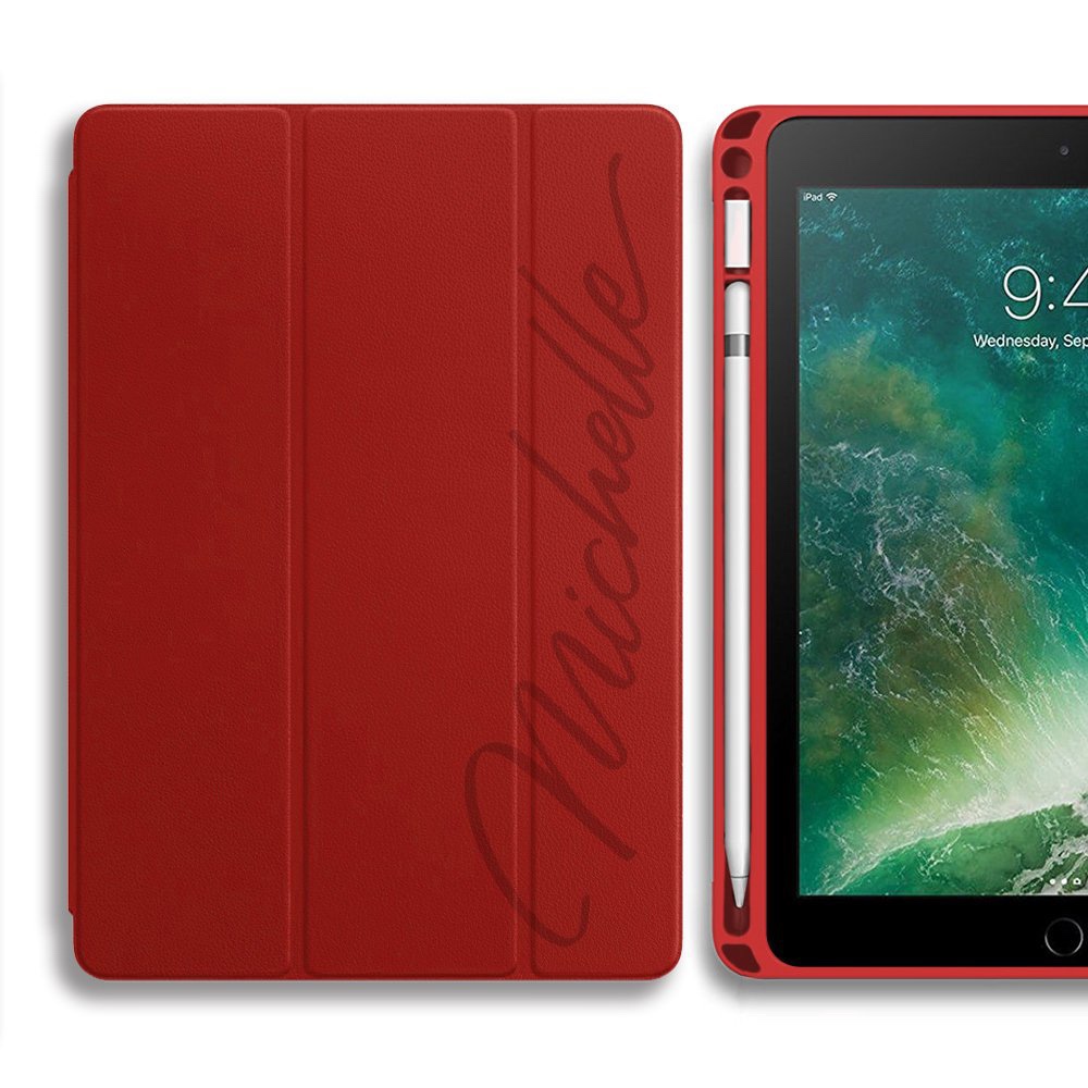 【エヌ 赤 パティーヌレザー ipadアイパッド・パソコンケース エクレ】14K