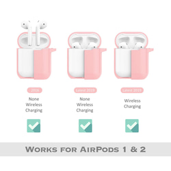AirPods保護套原始設計免費文本輸入第1代第2代矽膠軟全面保護套（粉紅色） 第4張的照片