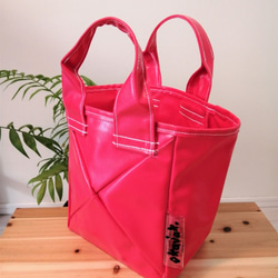 pyramidal mini tote (red)　ミニトートバッグ　赤 3枚目の画像