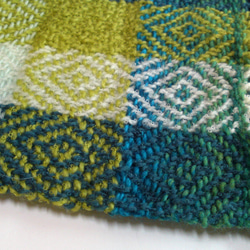 手織りマフラー　杉綾織　グリーンチェック 3枚目の画像