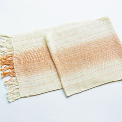 手織 コットンストール オレンジx生成グラデーション 巾30cm 4枚目の画像