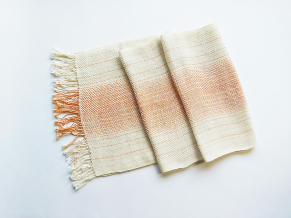 手織 コットンストール オレンジx生成グラデーション 巾30cm 5枚目の画像