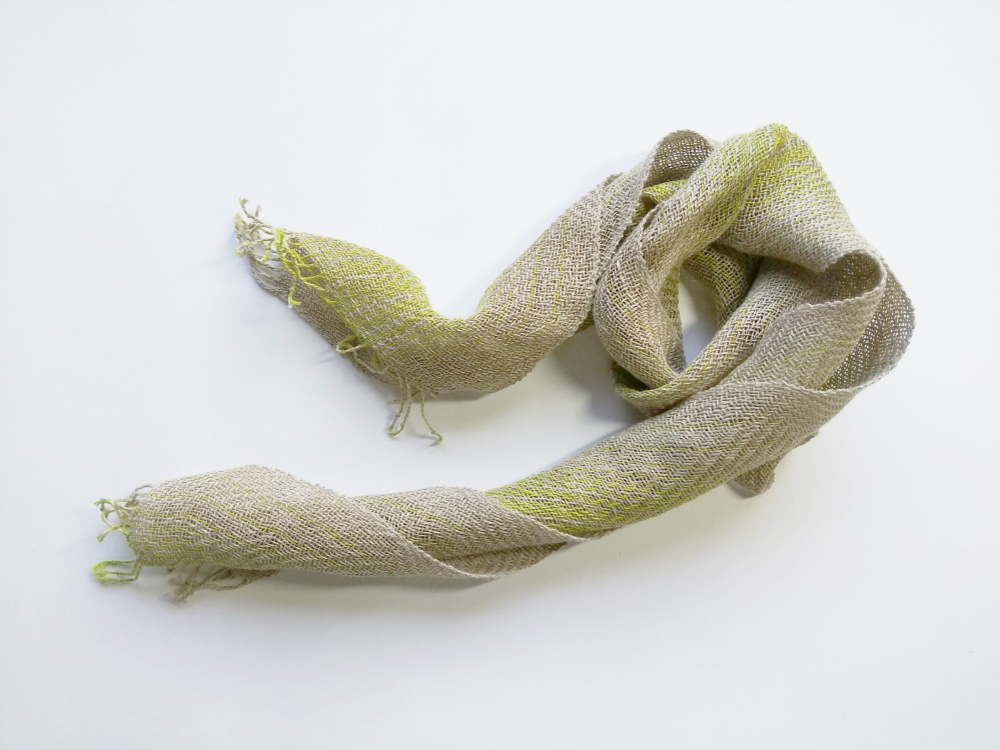 オーダー制作 ペンプコットン ショートストール 黄緑グラデーション