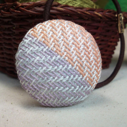 手織り布 ヘアゴム 藤色×オレンジ 1枚目の画像