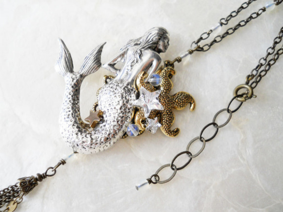 【SOLD】人魚姫と星の砂ネックレス（１点限定） 1枚目の画像