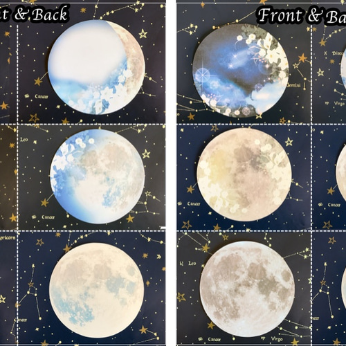 月の満ち欠け*メッセージカード【満月＆半月＆三日月＆新月の6点SET