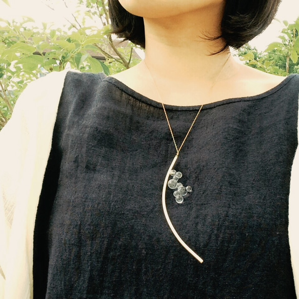 ◯⚪︎⚪︎necklace『glass＋brass jewelry』【ガラスネックレス】 3枚目の画像