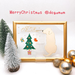 DOG.AM ガラスフレーム 　クリスマス&鏡餅　2枚セット　送料無料　ラブラドールレトリーバー　イエローラブ 3枚目の画像