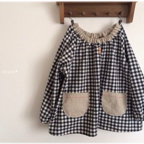 ギンガムチェックのスモック*80～160サイズオーダー♪ 子供服 shiee
