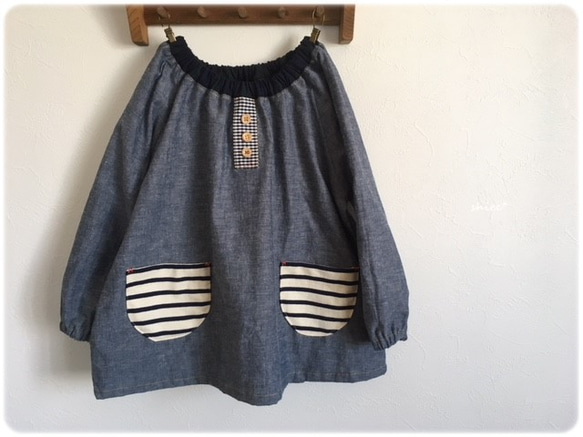 條紋口袋的粗布工裝褲 *有 80-160 碼可選 第1張的照片