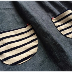 條紋口袋的粗布工裝褲 *有 80-160 碼可選 第3張的照片