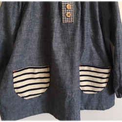 條紋口袋的粗布工裝褲 *有 80-160 碼可選 第4張的照片