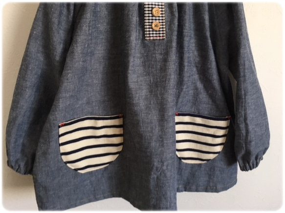 條紋口袋的粗布工裝褲 *有 80-160 碼可選 第4張的照片