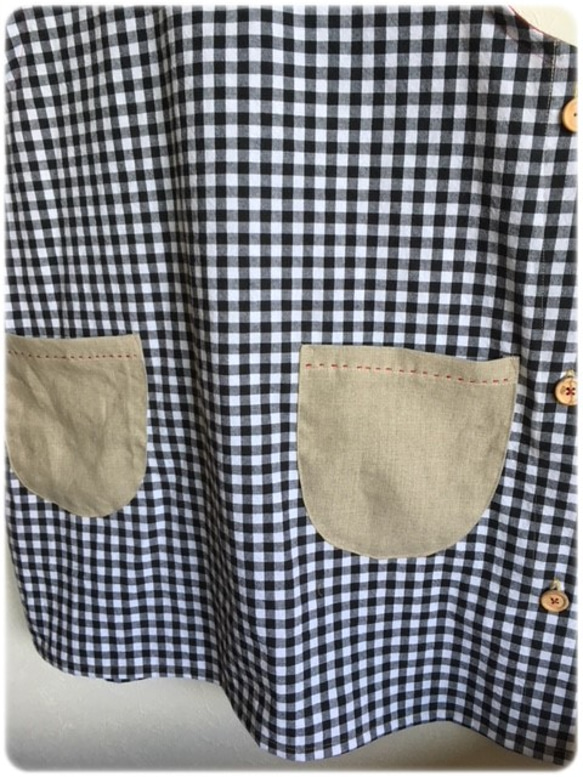 方格格子無袖圍裙 * 側面 3 個鈕扣 * 第3張的照片