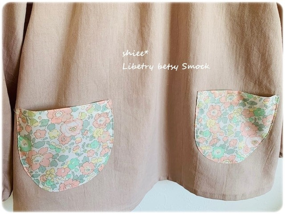 Liberty betsy pocket灰粉紅罩衫*80-160尺寸訂購♪ 第2張的照片