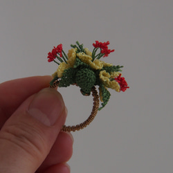 縫い針で編むお花のリング 4枚目の画像