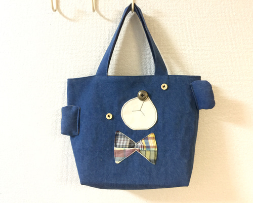 クマさん mini*トートバッグ ▽denim【受注制作】 トートバッグ