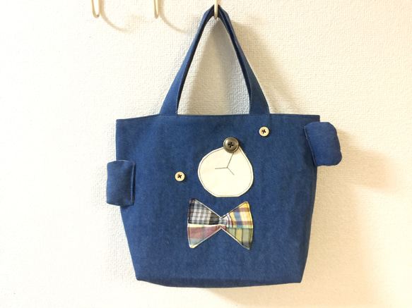 クマさん mini*トートバッグ ▽denim【受注制作】 トートバッグ coco10 