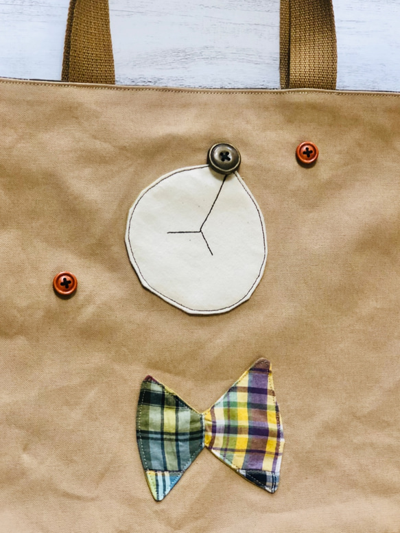 しっかり帆布のくまさん☆Lesson bag【受注制作】 3枚目の画像