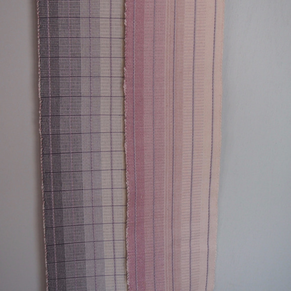昼夜織半幅帯　ピンク・グレー 1枚目の画像