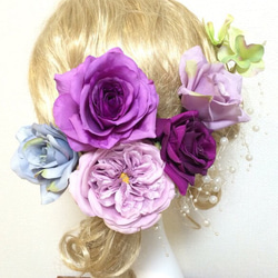 紫のバラのヘッドドレス 2枚目の画像