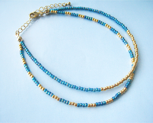 ゴールドビーズ2連アンクレット 1_3842defa9227c0670c54a5f930d1