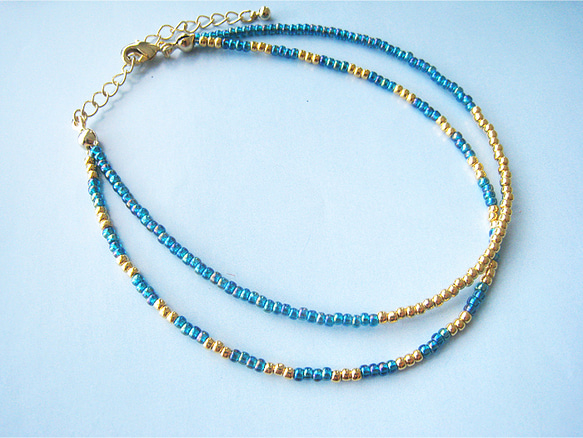 ゴールドビーズ2連アンクレット ビーズ2連アンクレット(ゴールド×エメラルド) アンクレット CINQ 通販