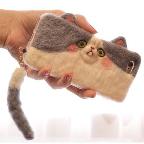 ねこふぉん - エキゾチックショートヘアのココ【羊毛フェルト】 iPhone