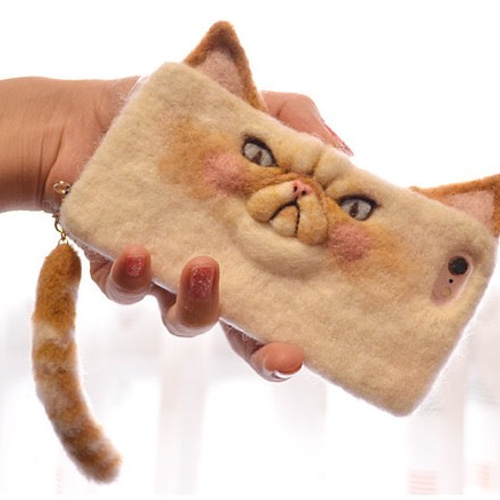 羊毛フェルト 猫 ねこふぉん - エキゾチックショートヘアのギズモ【羊毛フェルト