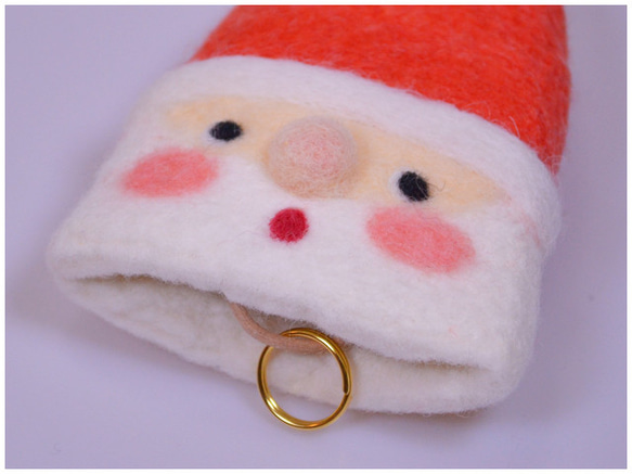 紅鼻子聖誕老公公鑰匙包A【羊毛氈】 第3張的照片