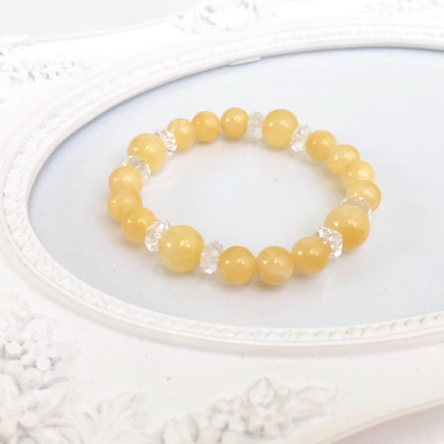 天然石ブレスレット】自信 魅力を高める イエローメノウ ハニーストーン 花