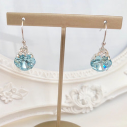 Swarovski アクアマリン クリスタルピアス 3枚目の画像