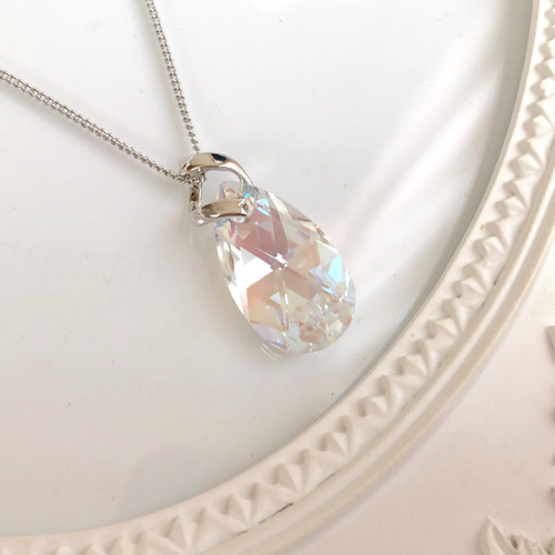 スワロフスキー(Swarovski) ネックレス リボンモチーフ シルバー