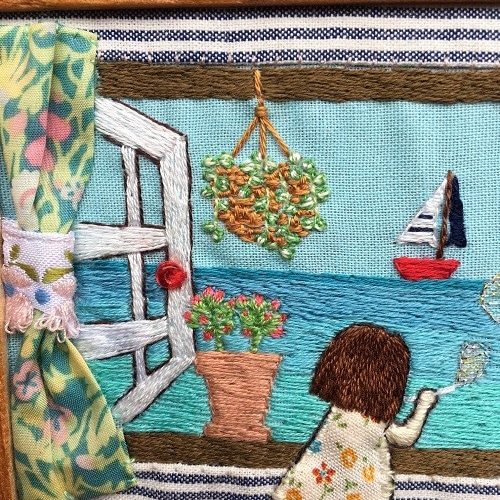 海の見える窓辺から（刺繍絵） その他インテリア雑貨 ちくちく くまこ