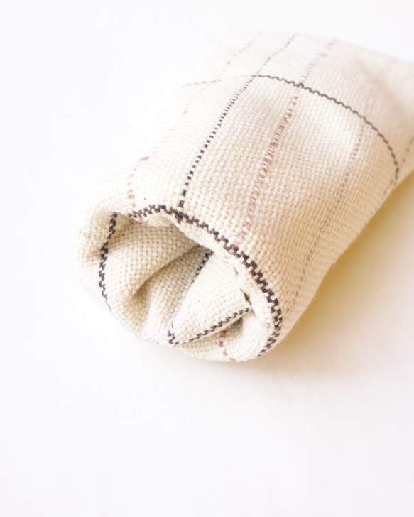オフホワイト　カシミア・メリノロングスカーフ　手織り　 1枚目の画像