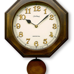 レトロ 八角 電波 振り子 柱時計 （植え文字）　　 1枚目の画像