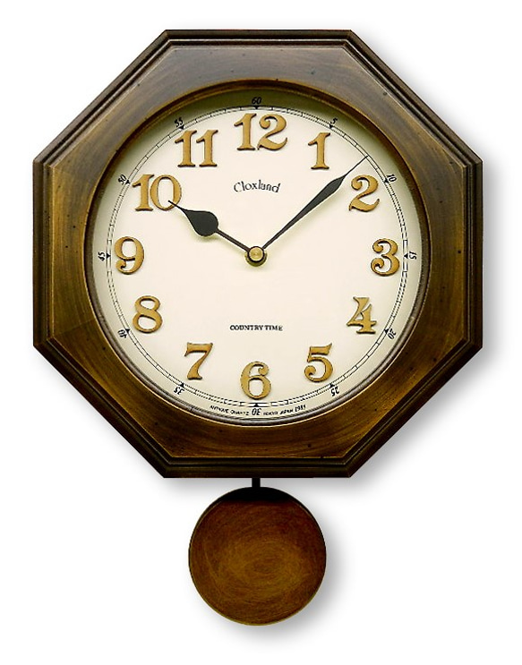 レトロ 八角 電波 振り子 柱時計 （植え文字）　　 1枚目の画像