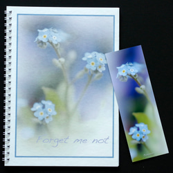 青い忘れな草のノートとしおり 1枚目の画像
