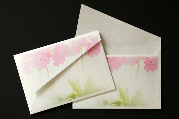 ピンクの桜草のお手紙セット 3枚目の画像