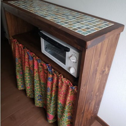 カーテンがつけられるモザイクタイルのオープンカウンター（ルーメンタイル）☆ご注文後製作